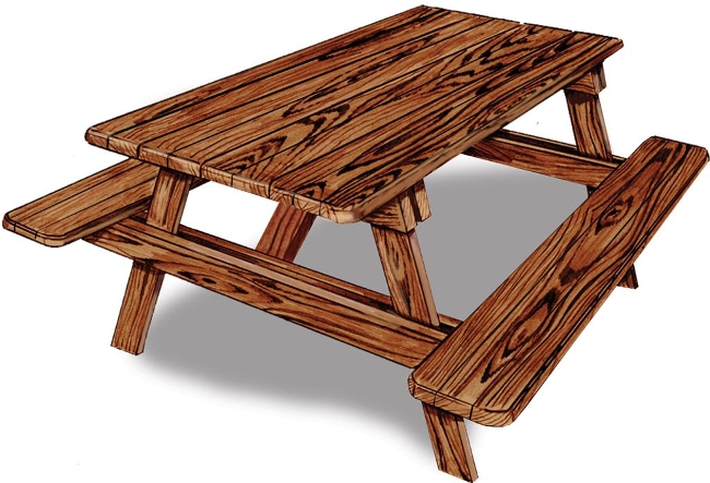 6' Picnic Table w/Attached Benches