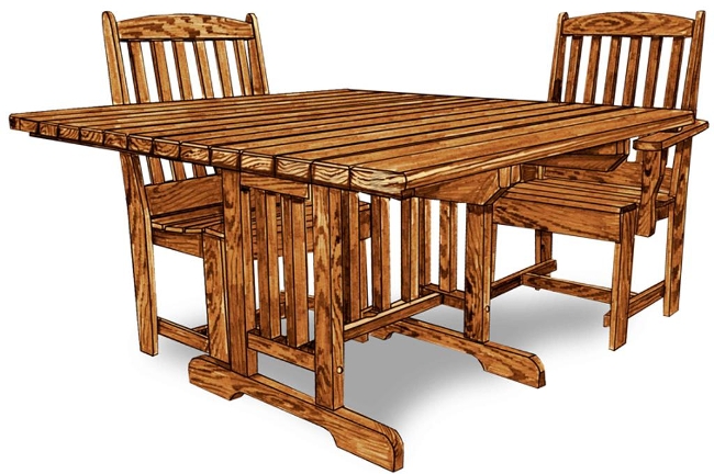 4' X 4' Mission Picnic Table w/4 Chairs