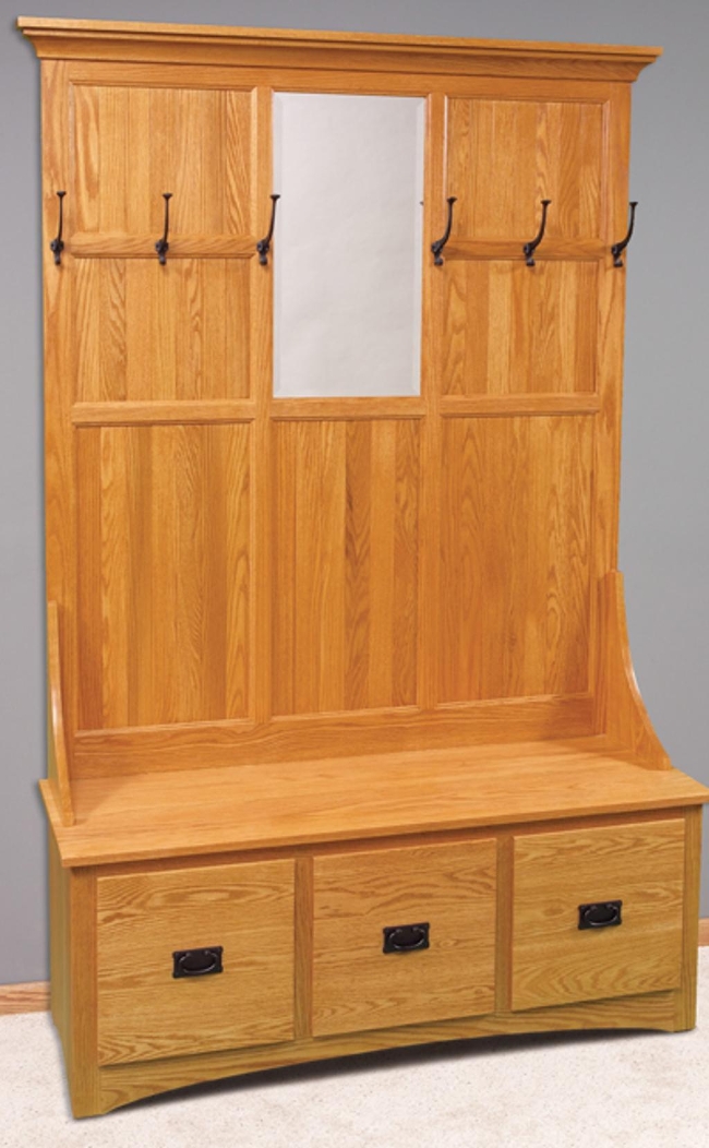 Mission 3 Drawer Hall Seat